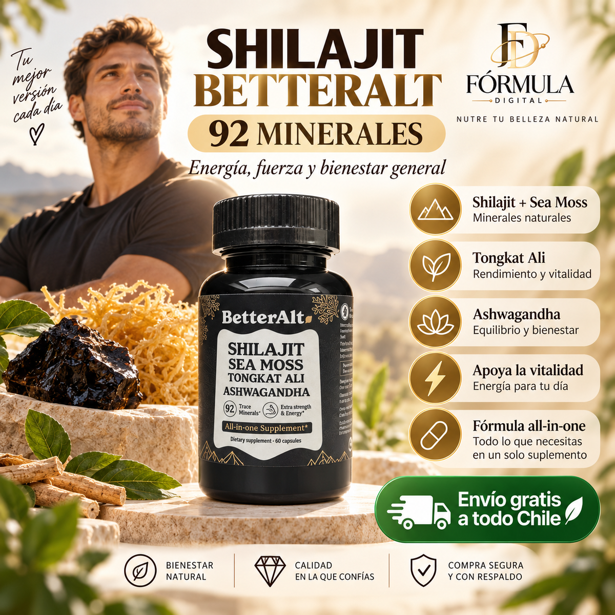 Shilajit BetterAlt 92 Minerales – Fórmula All-in-One