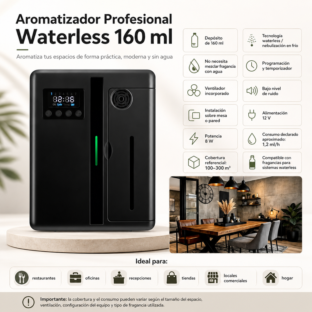 Aromatizador Profesional Waterless 160 ml